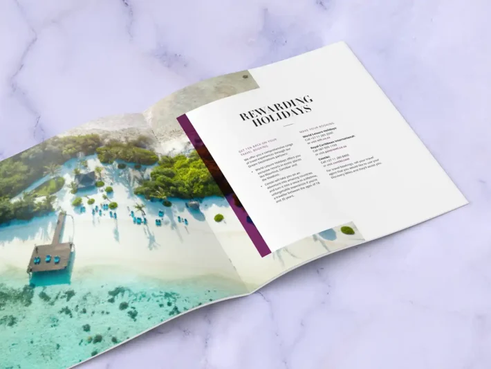 Brochure Selection Discovery Bank Purple Wealth with full bleed imagery for premium feel